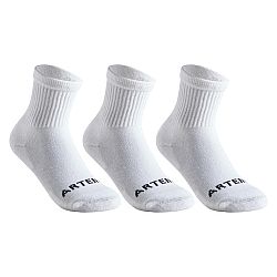 ARTENGO Detské vysoké ponožky RS 100 na raketové športy 3 páry biele 31-34