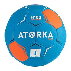 ATORKA Detská lopta na hádzanú H100 soft veľkosť 1 modro-oranžová tyrkysová 1