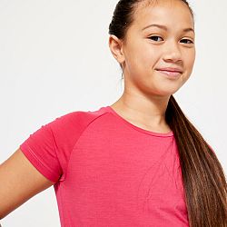 DECATHLON Dievčenské priedušné tričko S500 ružové 7-8 r (123-130 cm)