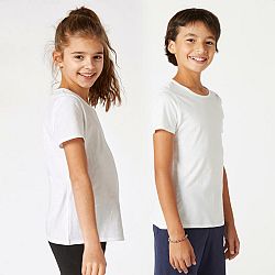 DOMYOS Detské bavlnené tričko unisex - biele 14-15 r (161-172 cm)