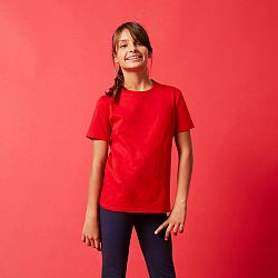 DOMYOS Detské bavlnené tričko unisex červené 5-6 r (113-122 cm)