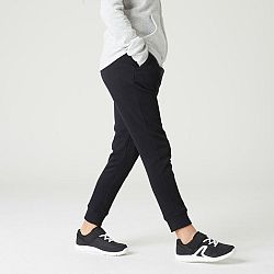DOMYOS Dievčenské nohavice 500 na cvičenie čierne 12-13 r (149-159 cm)