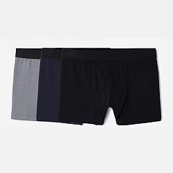 DOMYOS Pánske bavlnené boxerky čierno-sivo-modré 3 ks čierna XL