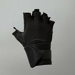 DOMYOS Pohodlné rukavice na posilňovanie s bandážou - čierne 3XL
