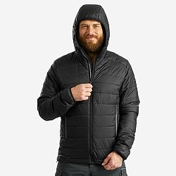 FORCLAZ Pánska prešívaná bunda MT100 na horskú turistiku s kapucňou do -5 °C čierna S