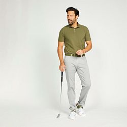 INESIS Pánska golfová polokošeľa s krátkym rukávom MW500 kaki khaki 4XL