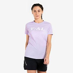 KIPRUN Dámske trailové tričko s krátkym rukávom fialové s potlačou fialová L
