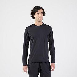 KIPRUN Pánske bežecké tričko Dry 500 s dlhým rukávom a UV ochranou čierne L