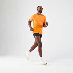 KIPRUN Pánske bežecké tričko Run 500 Confort bez švov svetlooranžové oranžová L