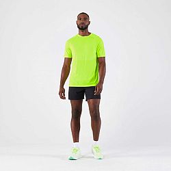 KIPRUN Pánske bežecké tričko Run 500 Confort bez švov žiarivo zelené žltá L