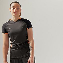 KIPSTA Dámsky futbalový dres s krátkym rukávom rovný strih čierny XS