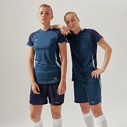 KIPSTA Dámsky futbalový dres s krátkym rukávom úzky strih modrý M