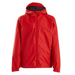 KIPSTA Detská futbalová bunda do dažďa T500 červená červená 7-8 r (123-130 cm)