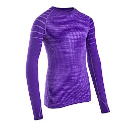 KIPSTA Detské spodné tričko na futbal Keepdry 500 s dlhými rukávmi fialové fialová 10-11 r (141-150 cm)