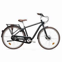 Mestský bicykel Elops 900 so zvýšeným rámom hliníkový čierny šedá SM