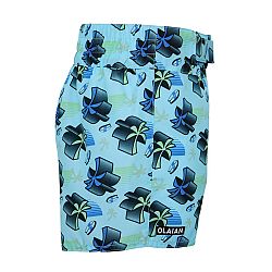 OLAIAN Chlapčenské plážové šortky 150 Palmitos modré 5-6 r (113-122 cm)