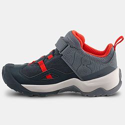 QUECHUA Detská turistická obuv Crossrock na suchý zips od 24 do 34 sivo-červená šedá 32