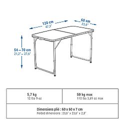 QUECHUA Skladací kempingový stôl pre 4 až 6 osôb zelená