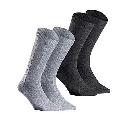 QUECHUA Žakárové turistické hrejivé ponožky SH100 vysoké 2 páry šedá 35-38