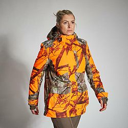 SOLOGNAC Dámska poľovnícka nepremokavá bunda 3 v 1 hrejivá s reflexným maskovaním 500 oranžová M