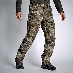 SOLOGNAC Hrejivé, nehlučné a nepremokavé poľovnícke nohavice 900 maskovanie Treemetic khaki M