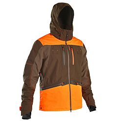 SOLOGNAC Nepremokavá poľovnícka bunda na poľovačky na sluky Renfort 900 reflexná gaštanovohnedá oranžová 2XL