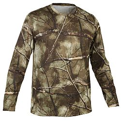 SOLOGNAC Priedušné poľovnícke tričko 100 s dlhým rukávom maskovanie Treemetic khaki XL