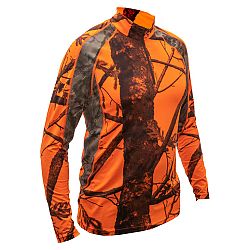 SOLOGNAC Priedušné poľovnícke tričko 500 s dlhým rukávom a reflexným maskovaním oranžová S