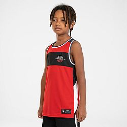 TARMAK Detské obojstranné basketbalové tielko T500R červeno-čierne 7-8 r (123-130 cm)