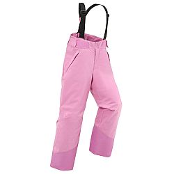 WEDZE Detské lyžiarske nohavice 500 PNF s trakmi nepremokavé ružové 8-10 r