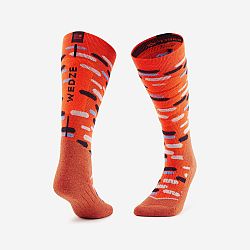 WEDZE Detské lyžiarske ponožky 100 oranžové červená 35-38